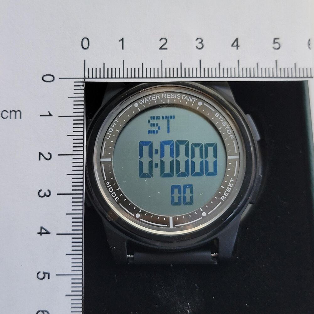 Mens Digital Sport Watch Gray LCD Black Case Black Rubber Strap Water Resistant